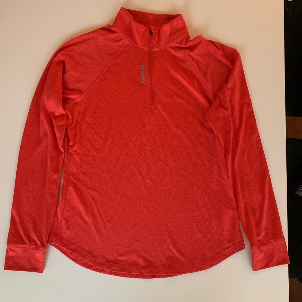 Reebok Red/Orange Quarter (1/4)  Zip Speedwick Activewear Shirt Size S